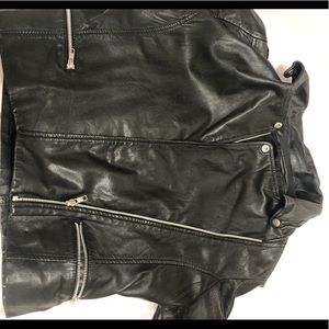 Barney’s Black leather jacket